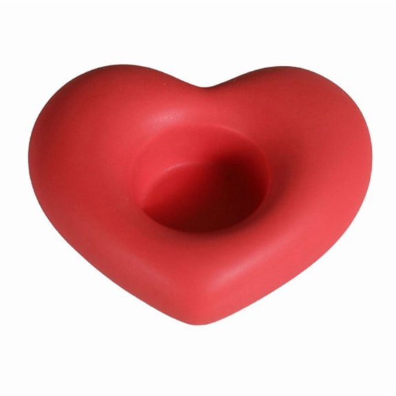 Retro Candle Stands Ceramic Taper Holders for Wedding Dinning Party Table Centerpieces Decorative Heart-shaped Stand Valentines Decor (1 Pack, Matte Red)