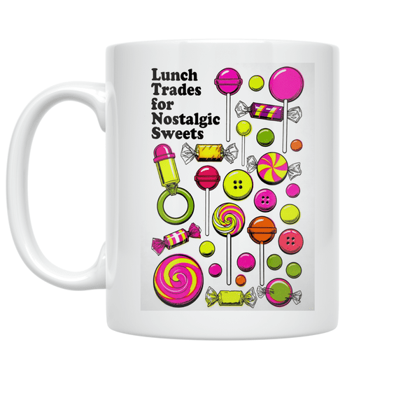 Retro Candy Art Collage - Nostalgic Sweets Enthusiast - 11 oz Ceramic Coffee Mug
