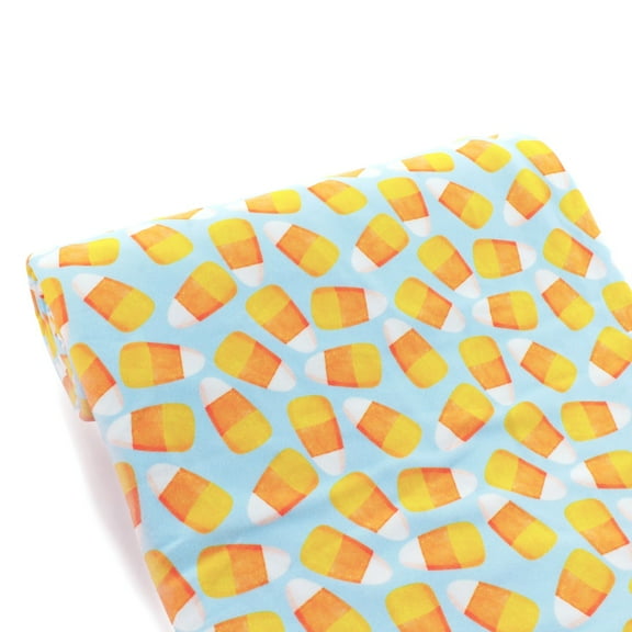 Retro Candy Corn Mineral Blue DBP Fabric - Double Brushed Polyester 4 Way Stretch -  1 yard
