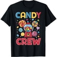 thumbnail image 1 of Retro Candy Crew Graphic Tee Colorful Sweet Treats Gumball Machine Apparel Funny Lollipop T-Shirt for Adults, 1 of 6
