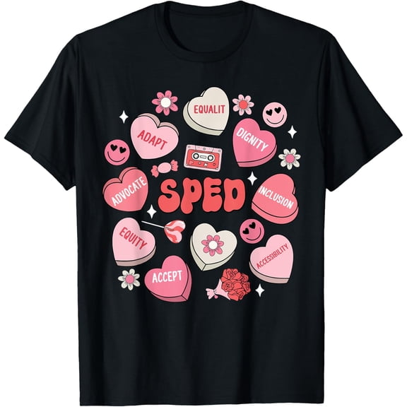 Retro Candy Heart Special Education SPED Teacher Valentine T-Shirt