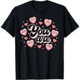 thumbnail image 1 of Retro Candy Heart Teacher Valentine's Day You Are Enough T-Shirt, 1 of 4