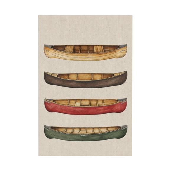 Retro Canoe Oval Canvas Wall Art Vintage Farmhouse Rustic Boat Print for Lake House Living Room 12*18in