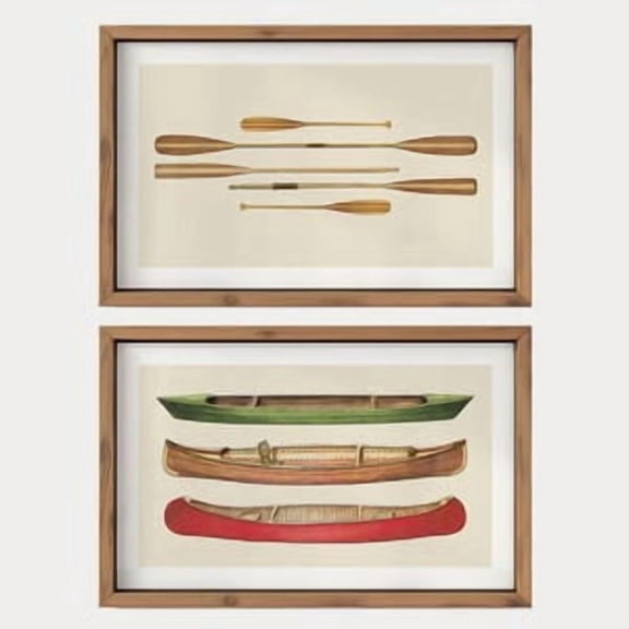 Retro Canoe Prints Outdoors Art Canoe + Paddle Posters Set of 2 Outdoorsy Wall Prints Office Decor Nature Wall Art Fishing Gift for Dad, Poster Only