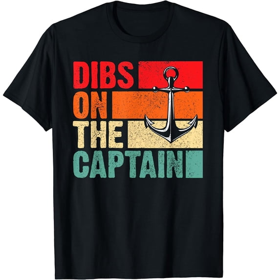 Retro Captain Wife Women Dibs On The Captain T-Shirt Black 2X-Large