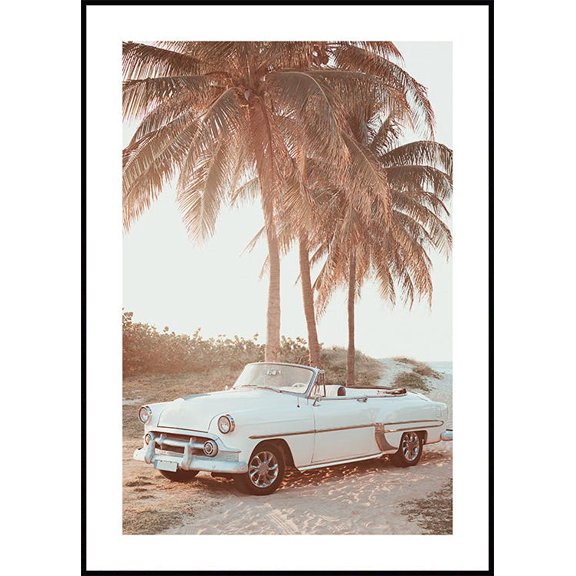Retro Car On Beach Poster Wall Art, Modern Wall Decor For Living Room Bedroom, 12x18 UNFRAMED