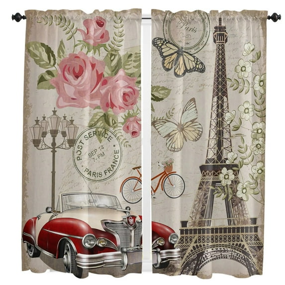 Retro Car Poster Route 66 Curtains for Living Room Bedroom Curtains Kitchen Curtains for the Kids Room Window Treatments Drapes