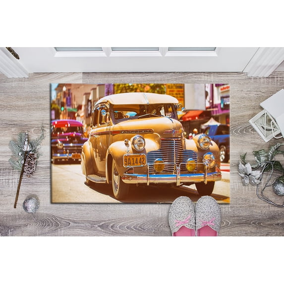 Retro Car Rug, Vintage Car Rugs, Classic Car Rug, Car Rug, Pattern Rugs, Housewarming Gift Rug, Cute Rug, Hallway Rugs, Man Cave Rug, 2'x3' - 60x90 cm