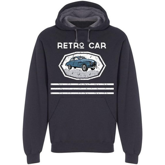 Retro Car, With Logo Hoodie Men -Image by Shutterstock, Male Large