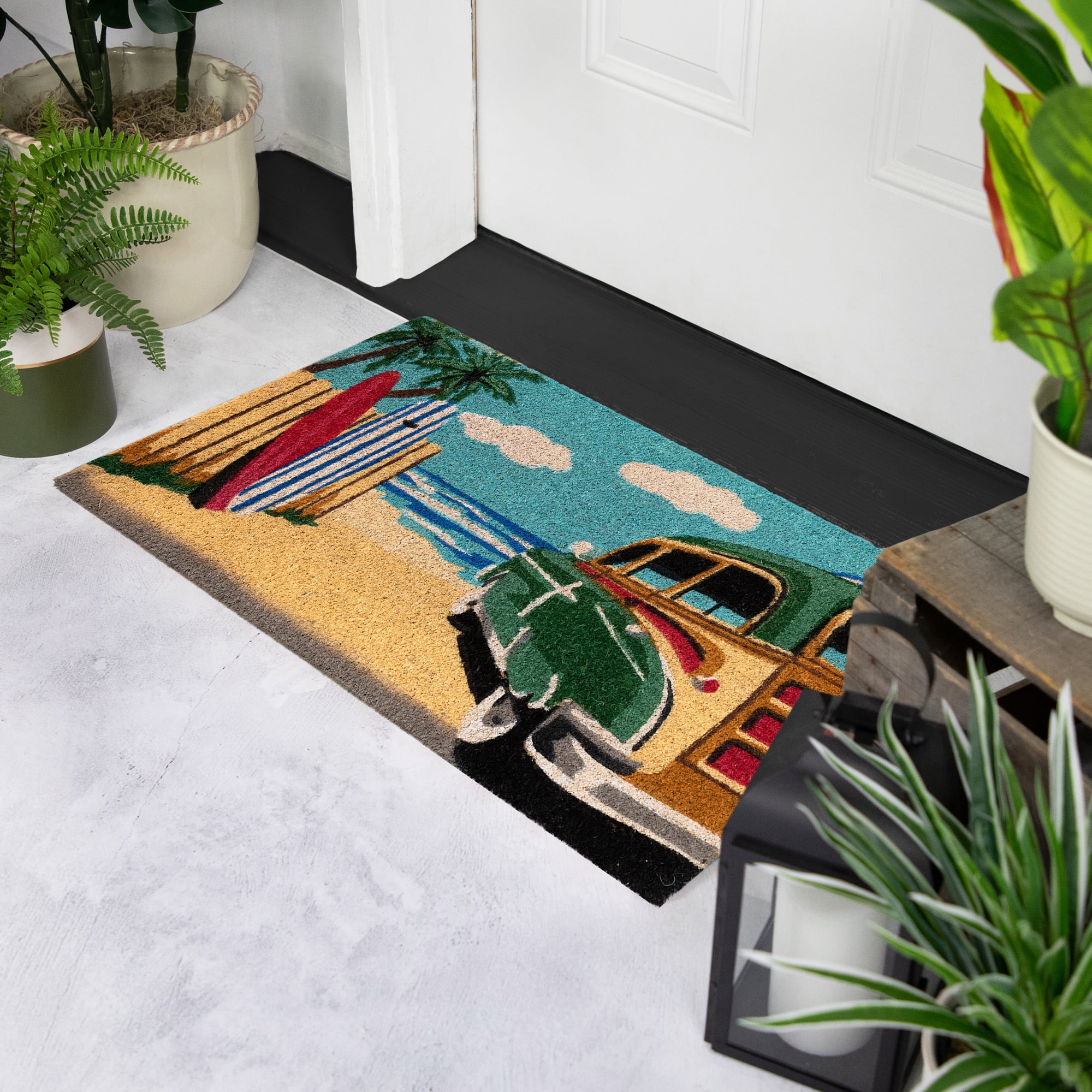Charming Beach Retro Car Coir Door Mat - Walmart.com