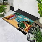Northlight Retro Car on Beach Rectangular Coir Door Mat 18" x 30"