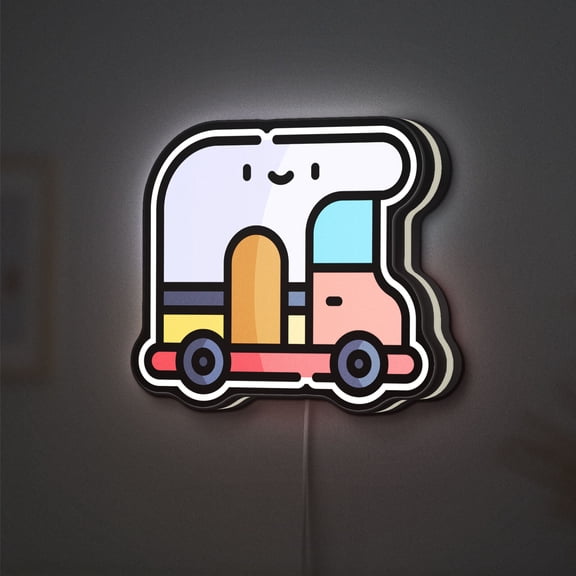 Retro Caravan 3D Novelty Light Box, Travel Theme Decor for Adventure Lover Shelves (Height 20 inch, 50cm)