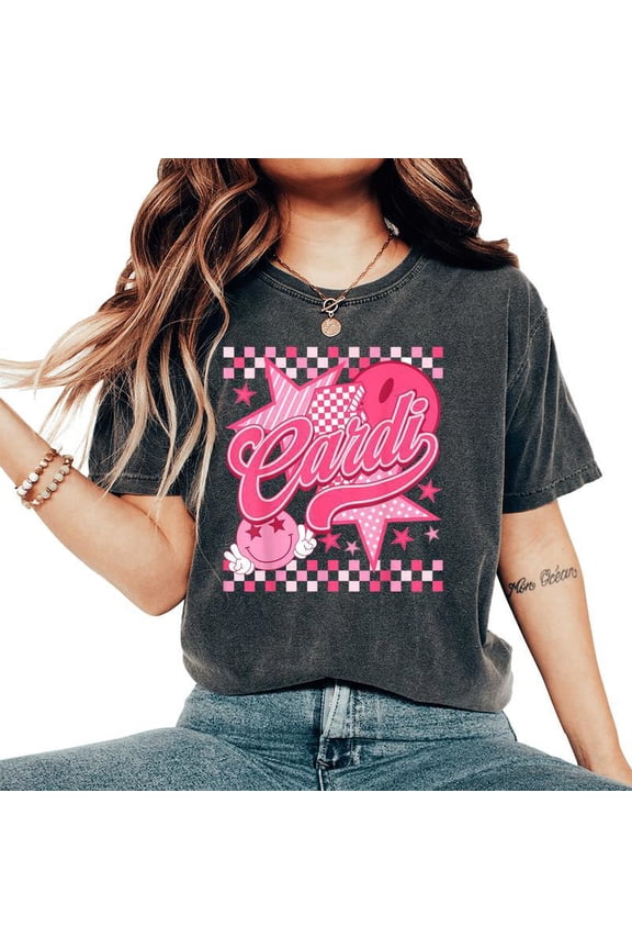 Retro Cardi Groovy Flower First Name Personalized 80S T-Shirt