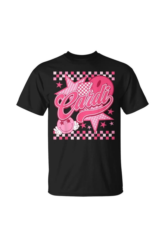 Retro Cardi Groovy Flower First Name Personalized 80S T-Shirt