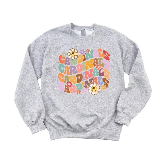 Retro Cardinals Sweatshirt School Pride Sweater for Adults and Teens Gray Sweatshirt Youth Medium
