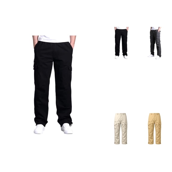Retro Cargo Pants, Straight Loose Fit Multi-Pockets, Mid Rise Long Crotch Outdoor Casual Trousers