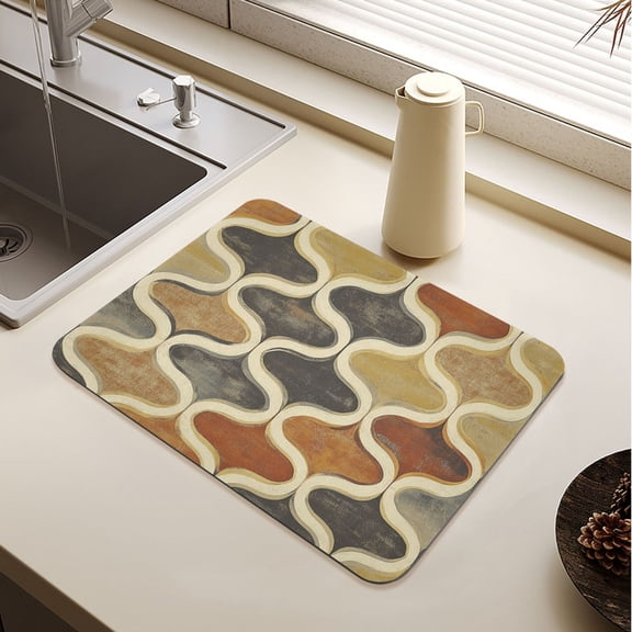 Retro Carpet Drying Mat Diatomaceous Earth Super Absorbent Non-slip Rubber Sole Heat Resistant 230 Degrees Fahrenheit 19.715.7in