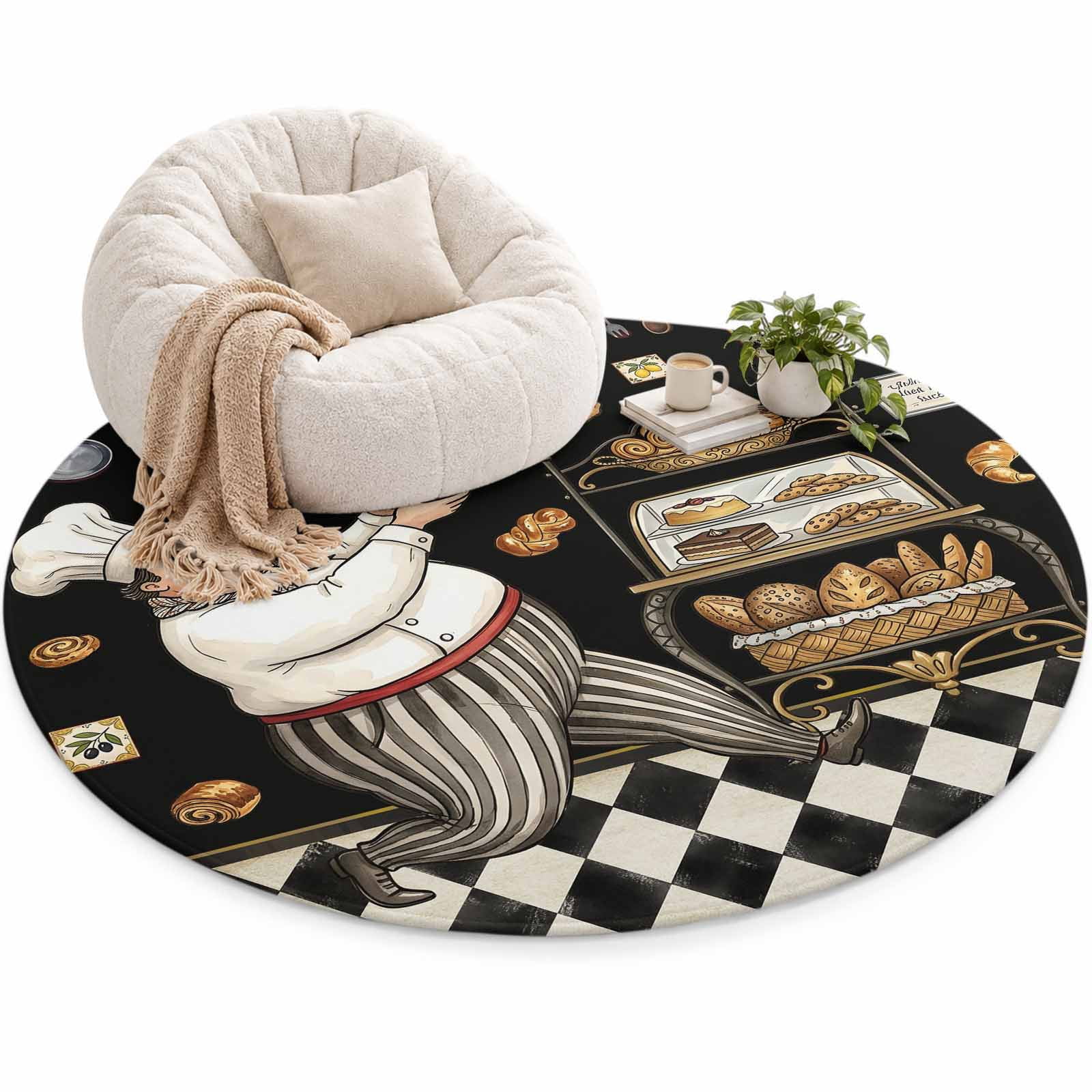 Retro Cartoon Chef Area Rug 4', Vintage Break Farmhouse Traditional ...