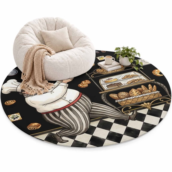 Retro Cartoon Chef Area Rug 4', Vintage Break Farmhouse Traditional ...