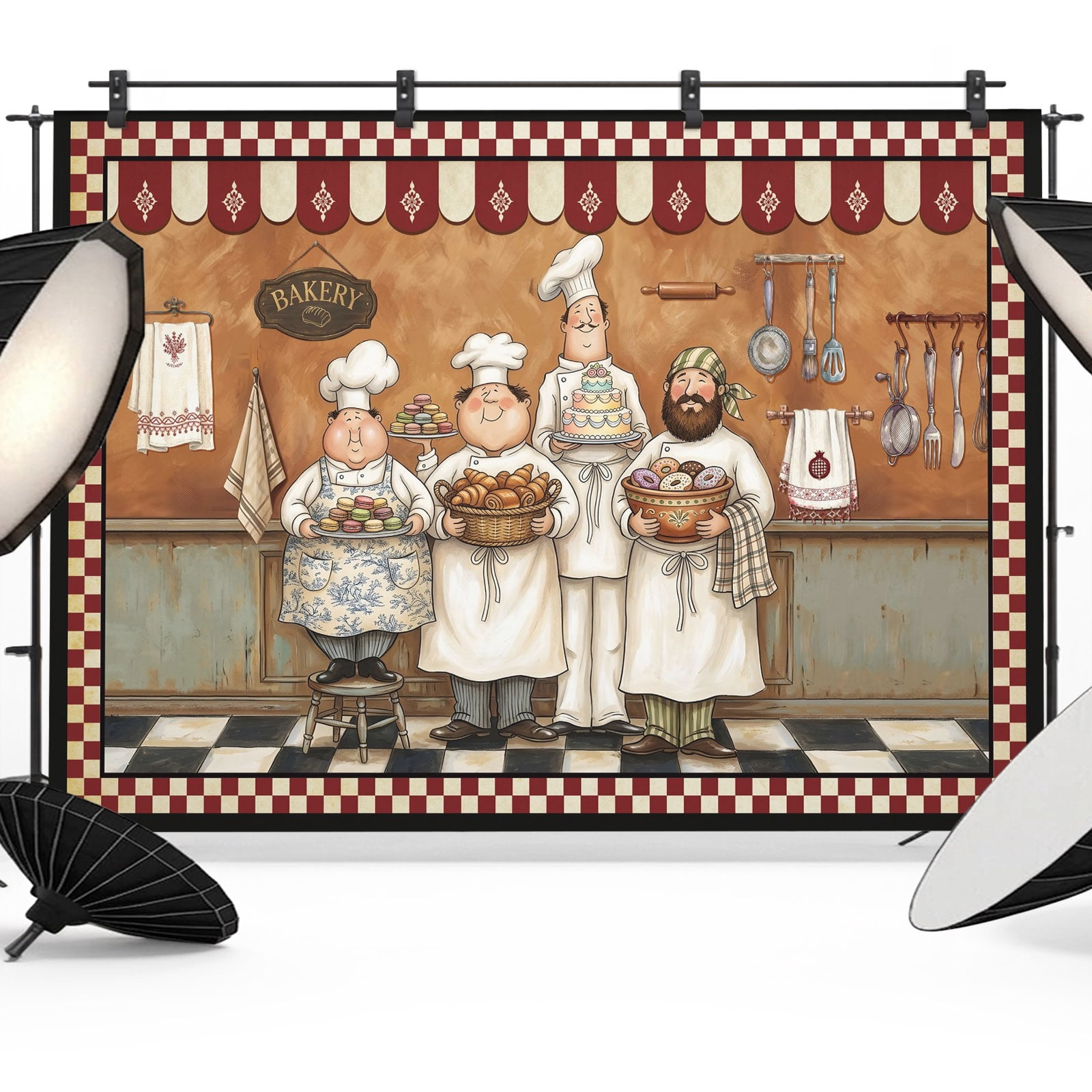 Retro Cartoon Chef Photography Backdrop 10x8FT, Cook Vintage Medieval ...