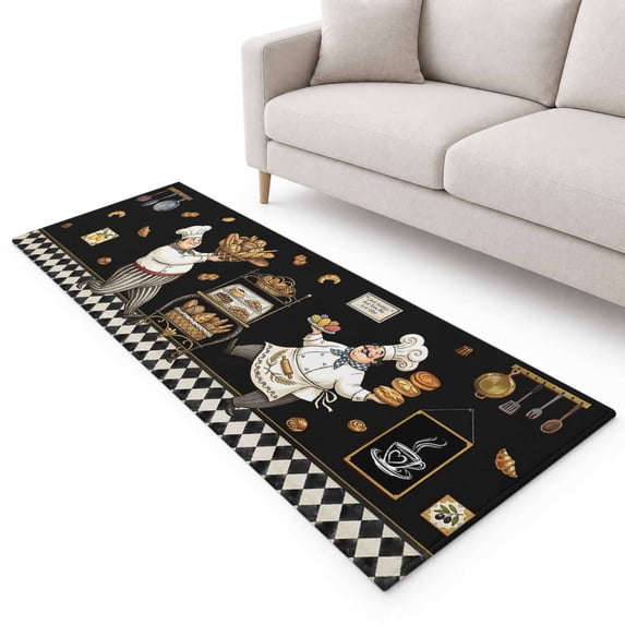 Retro Cartoon Chef Runner Rug 2.6'x8', Vintage Break Farmhouse ...
