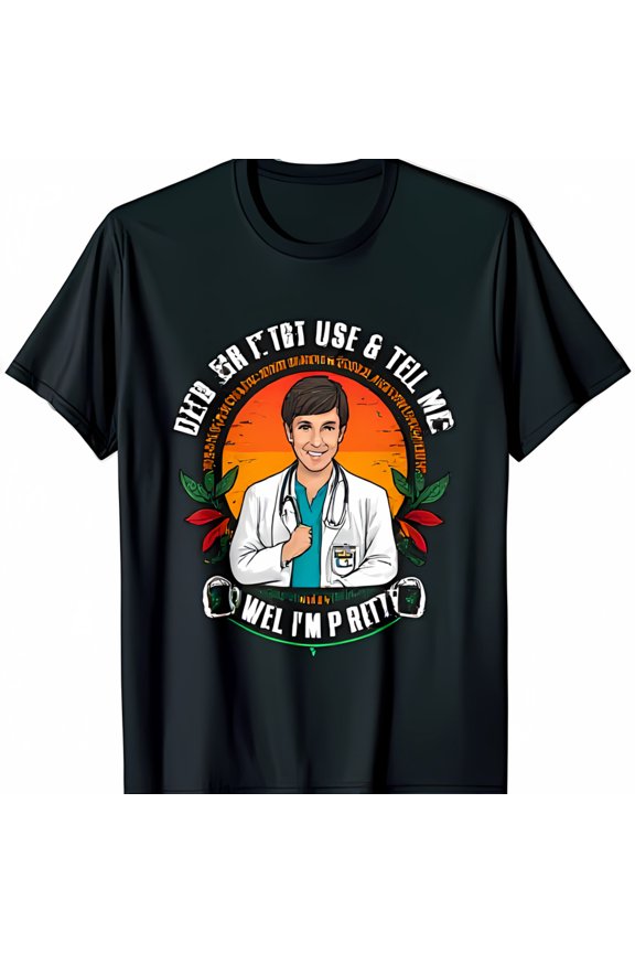 Retro Cartoon Doctor Graphic Black T-Shirt Fun & Humorous Design