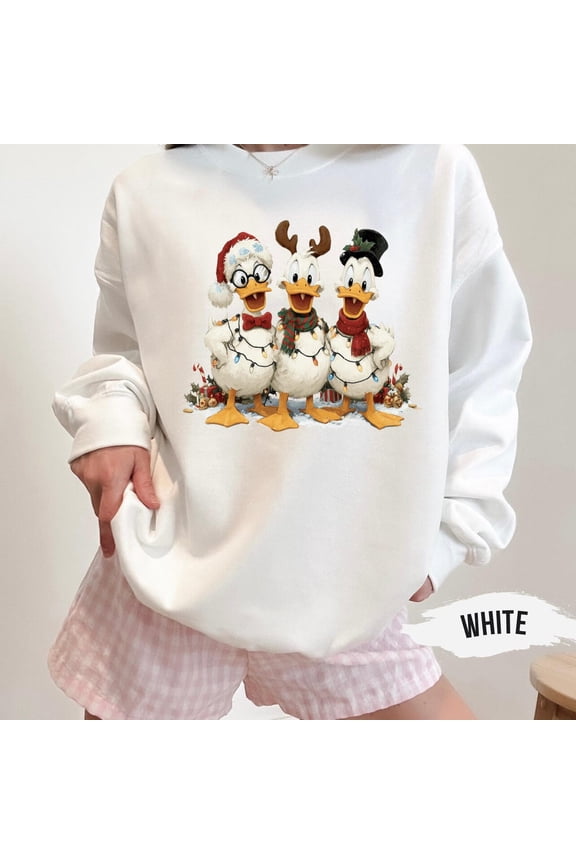 Retro Cartoon Duck Sweatshirt: Festive Crewneck Tshirt All Size S-5XL