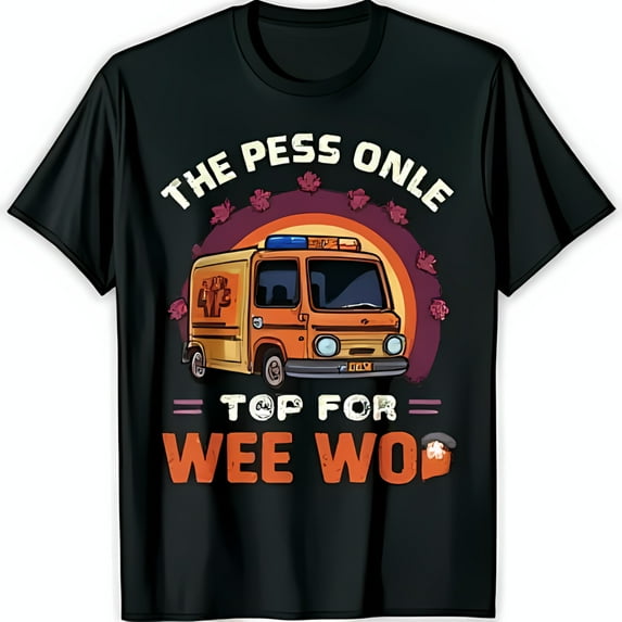 Retro Cartoon Fire Truck Black T-Shirt The Pess Onle & Top For Wee Woo Graphic