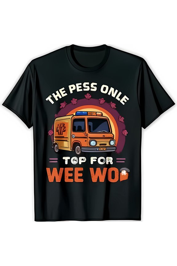 Retro Cartoon Fire Truck Black T-Shirt The Pess Onle & Top For Wee Woo Graphic