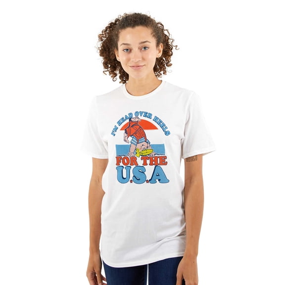 Retro Cartoon Head Over Heels for USA Men's Graphic T Shirt Tees Brisco Brands M