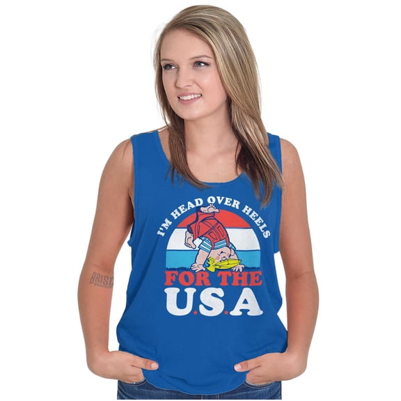 Retro Cartoon Head Over Heels for USA Tank Top T Shirts Men Women Brisco Brands X