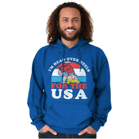 Retro Cartoon Head Over Heels for USA Unisex Plus Size Hoodie Brisco Brands 3X