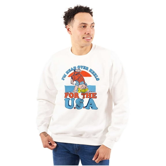 Retro Cartoon Head Over Heels for USA Unisex Plus Size Sweatshirt Brisco Brands 4X