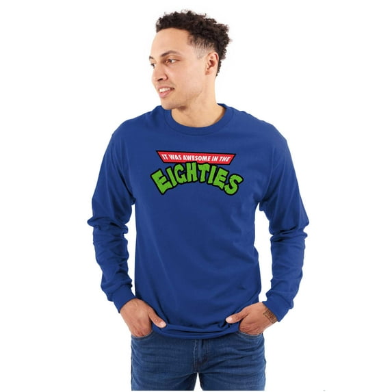 Retro Cartoon Logo Awesome Eighties Long Sleeve TShirt Men Women Brisco Brands L