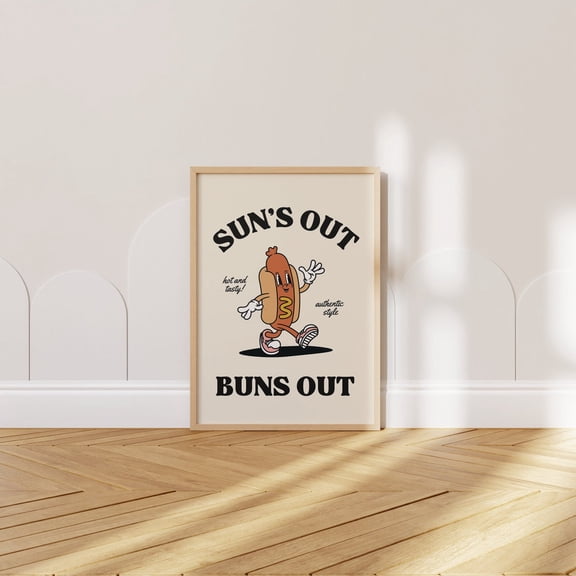 Retro Cartoon Poster, Hot Dog Mascot Illustration, Bbq Summer Party Art Print, Kitchen Wall Decor, Unframed Poster Size 16x24 F03.1.14l1210