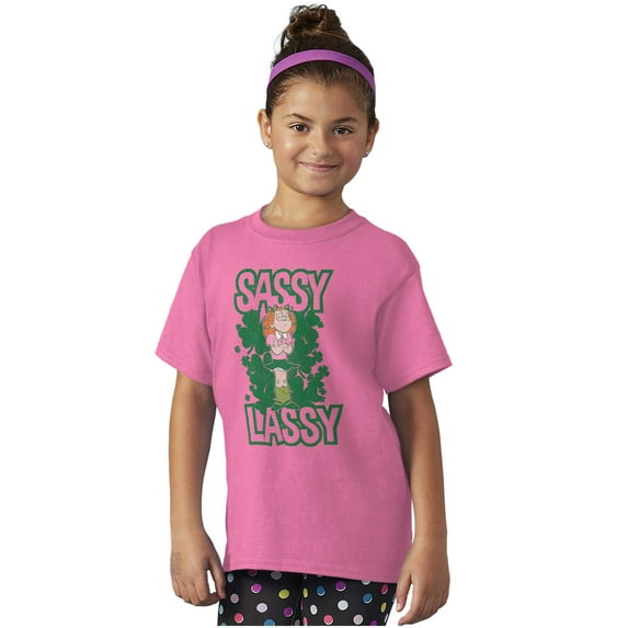 Retro Cartoon St Paddys Sassy Lassy Girls Kids T Shirt Tees Teen Brisco Brands XS