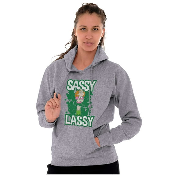 Retro Cartoon St Paddys Sassy Lassy Hoodie Sweatshirt Women Brisco Brands X