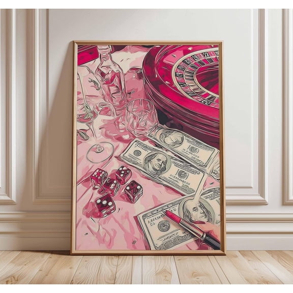 Retro Casino Roulette Poster, Unframed Paper Poster 8x10in