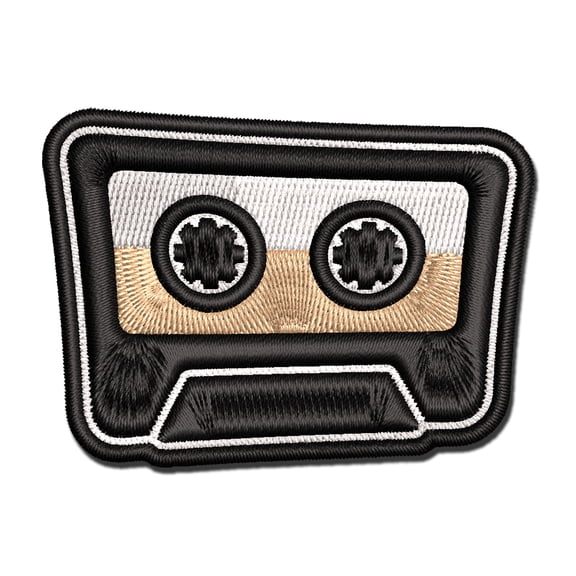 Retro Cassette Mix Tape Applique Multi-Color Embroidered Hook & Loop Patch - 3 Inch Medium