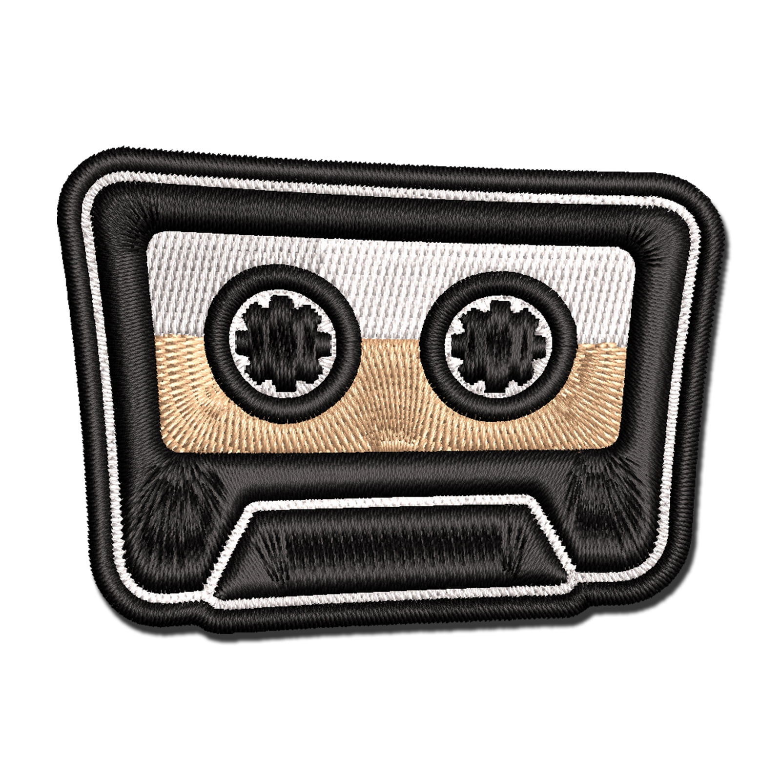 Retro Cassette Mix Tape Applique Multi-Color Embroidered Iron-On Patch - 3.5 Inch Large