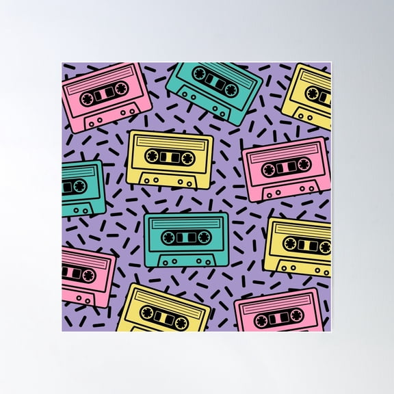 Retro Cassette Pattern 724 Poster Wall Art, Modern Wall Decor For Living Room Bedroom, 30x30 UNFRAMED