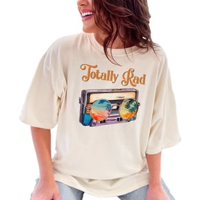 Retro Cassette Player Graphic Tee, 80s Vintage Aesthetic T-Shirt, Totally Rad Design, Retro Sunglasses Tee, Music Lover Shirt, Unisex, Ivory Comfort Colors T-Shirt, Medium
