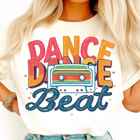 Retro Cassette Shirt, 80s Dance Party Tee, Funky Beat Music Lover T-Shirt, Vintage Tape Graphic Tee, Colorful Dance Floor Vibes Shirt