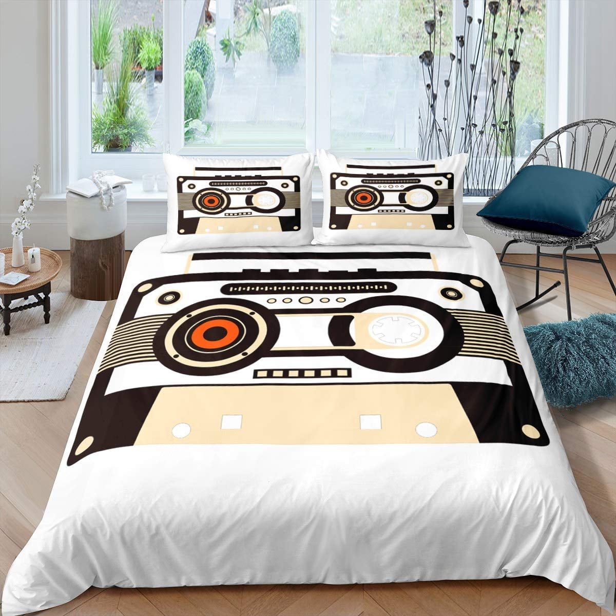Retro Cassette Tape Duvet Cover Set Disco Night Bedding Sets Party