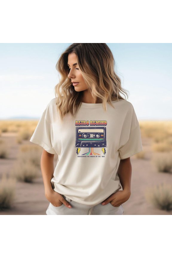 Retro Cassette Tape Graphic T-Shirt, Vintage 80s Music Shirt, Retro Rewind Unisex Tee, Nostalgic Gift for Music Fans