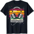thumbnail image 1 of Retro Cassette Tape & Headphones Graphic Black T-Shirt Nostalgic Vintage Style, 1 of 5