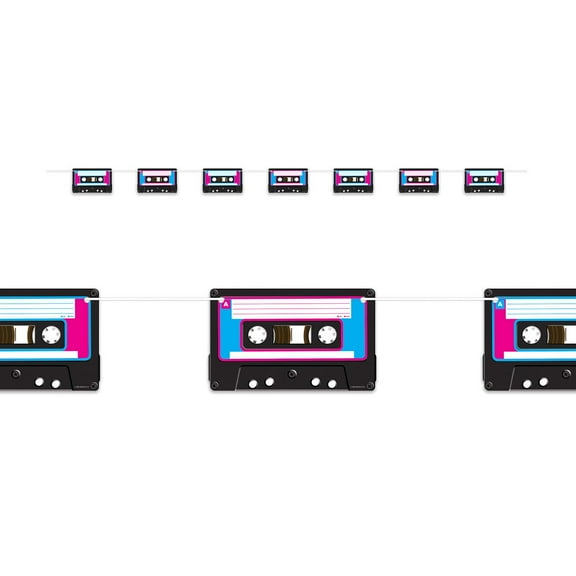 Retro Cassette Tape String Banner- 1 pc.