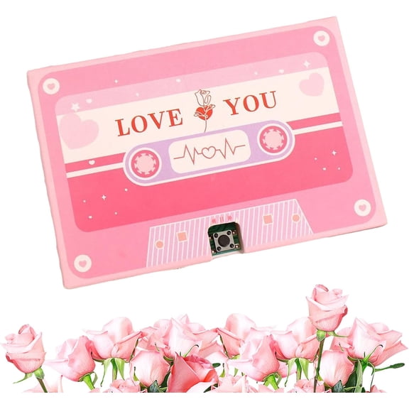 Retro Cassette Tape Voice Recordable Greeting Card – 60-Second Personalized Audio Message, Reusable Talking Card with Vintage Design for Birthdays, Anniversaries & Easter(RL Pink 1 PC)