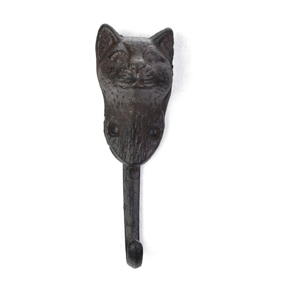Retro Cast Iron Cat Head Wall Hook-Vintage Animal Shaped Coat Hat Key Hanger, Country Style Wall Mounted Decor for Entryway,Mudroom Bar and Garden,1PC