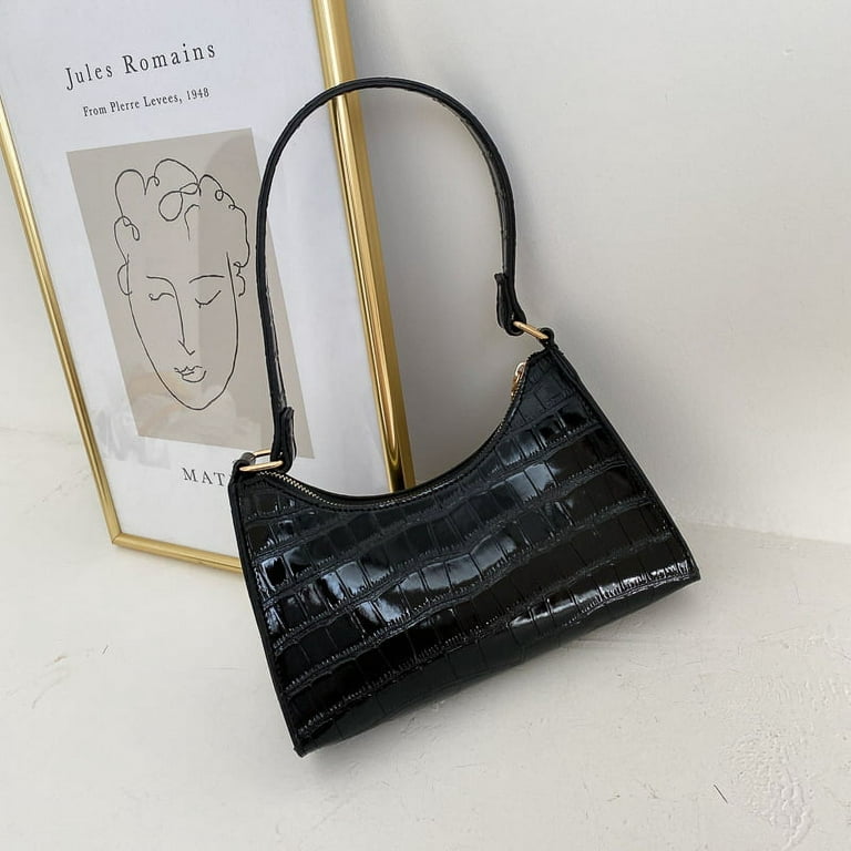 Leather Chain Bag, Black Patent, Shoulder Bags